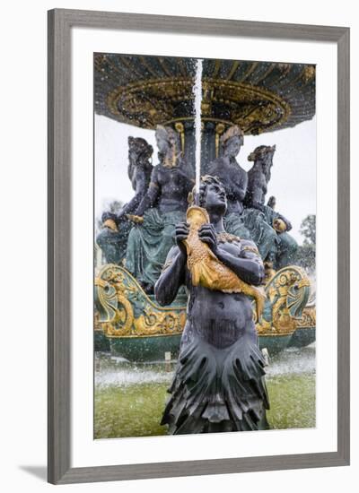 Statue in Fountain. Place de la Concorde. Paris.-Tom Norring-Framed Premium Photographic Print