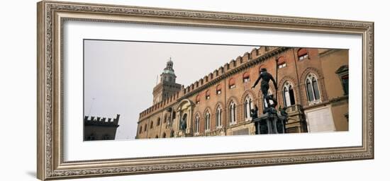 Statue in Front of Palace, Fountain of Neptune, Palazzo D'Accursio, Piazza Maggiore, Bologna, Italy-null-Framed Photographic Print