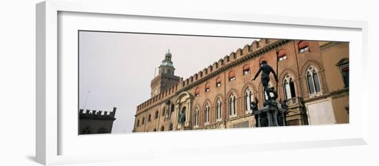 Statue in Front of Palace, Fountain of Neptune, Palazzo D'Accursio, Piazza Maggiore, Bologna, Italy-null-Framed Photographic Print