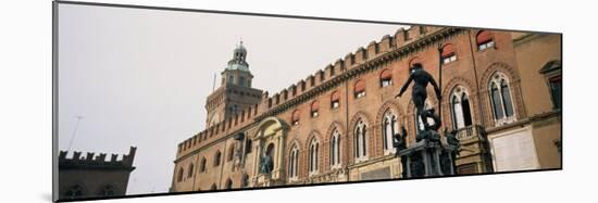 Statue in Front of Palace, Fountain of Neptune, Palazzo D'Accursio, Piazza Maggiore, Bologna, Italy-null-Mounted Photographic Print