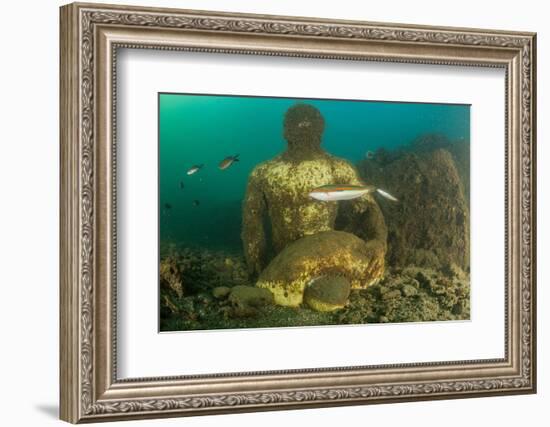 Statue in submerged Nymphaeum of Emperor Claudius, Italy-Franco Banfi-Framed Photographic Print