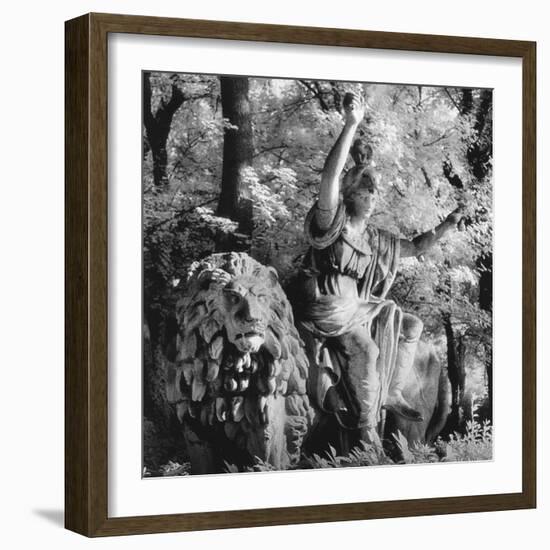 Statue in the Giardini Pubblici, Castello-Simon Marsden-Framed Giclee Print