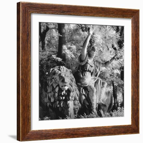 Statue in the Giardini Pubblici, Castello-Simon Marsden-Framed Giclee Print