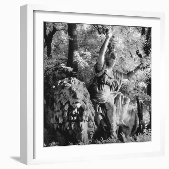 Statue in the Giardini Pubblici, Castello-Simon Marsden-Framed Giclee Print