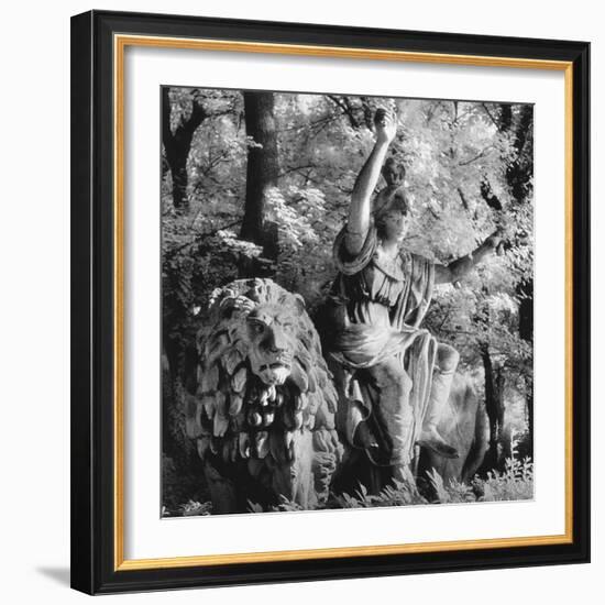 Statue in the Giardini Pubblici, Castello-Simon Marsden-Framed Giclee Print