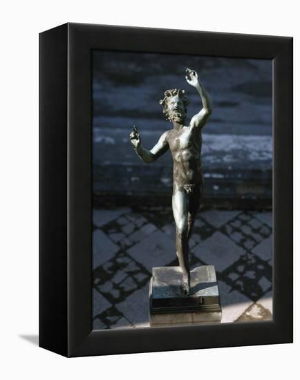 Statue of a Dancing Faun, Bronze, House of the Faun, Pompeii-null-Framed Premier Image Canvas