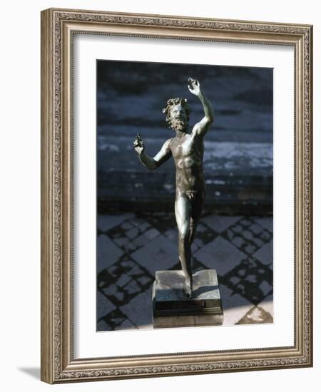 Statue of a Dancing Faun, Bronze, House of the Faun, Pompeii-null-Framed Photographic Print