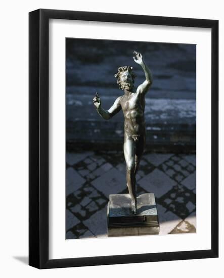 Statue of a Dancing Faun, Bronze, House of the Faun, Pompeii-null-Framed Photographic Print