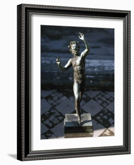 Statue of a Dancing Faun, Bronze, House of the Faun, Pompeii-null-Framed Photographic Print