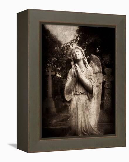 Statue of a Female Angel Praying in Cemetery-Clive Nolan-Framed Premier Image Canvas