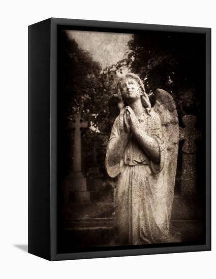 Statue of a Female Angel Praying in Cemetery-Clive Nolan-Framed Premier Image Canvas