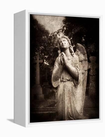 Statue of a Female Angel Praying in Cemetery-Clive Nolan-Framed Premier Image Canvas