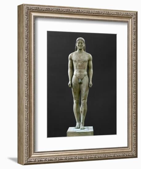 Statue of a Kouros, Ascribed to Myron, Marble (6th BCE)-Myron-Framed Giclee Print