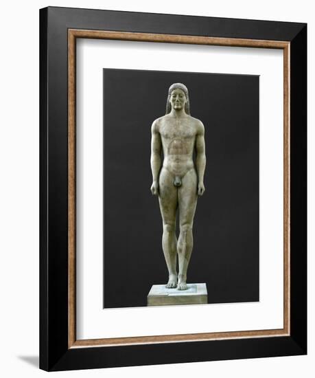 Statue of a Kouros, Ascribed to Myron, Marble (6th BCE)-Myron-Framed Giclee Print