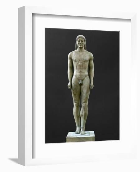 Statue of a Kouros, Ascribed to Myron, Marble (6th BCE)-Myron-Framed Giclee Print