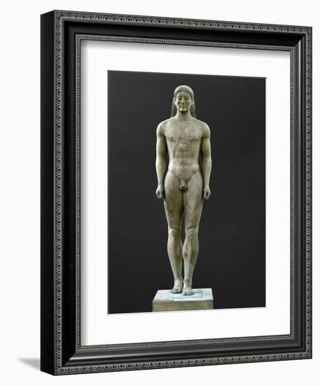 Statue of a Kouros, Ascribed to Myron, Marble (6th BCE)-Myron-Framed Giclee Print