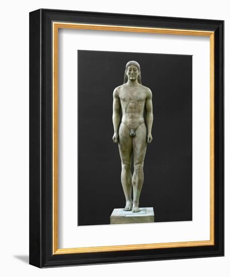 Statue of a Kouros, Ascribed to Myron, Marble (6th BCE)-Myron-Framed Giclee Print