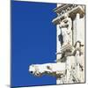 Statue of a Man and a Lion Gargoyle, Architectural Detail, Siena, Italy-Mike Burton-Mounted Photographic Print