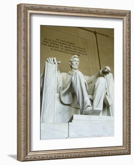 Statue of Abraham Lincoln in the Lincoln Memorial, Washington D.C., USA-Robert Harding-Framed Photographic Print