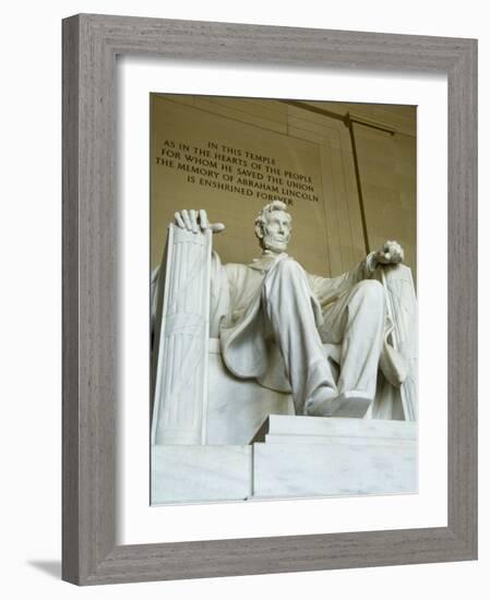 Statue of Abraham Lincoln in the Lincoln Memorial, Washington D.C., USA-Robert Harding-Framed Photographic Print