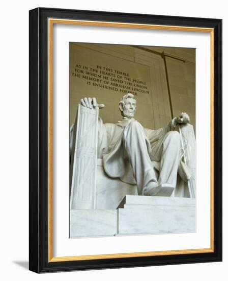 Statue of Abraham Lincoln in the Lincoln Memorial, Washington D.C., USA-Robert Harding-Framed Photographic Print