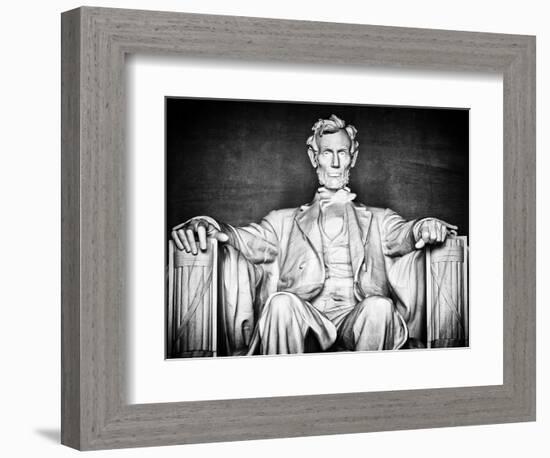 Statue of Abraham Lincoln, Washington D.C, District of Columbia, White Frame, White Frame-Philippe Hugonnard-Framed Photographic Print