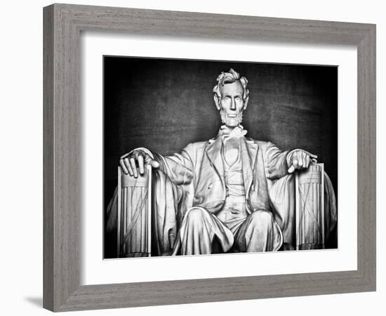 Statue of Abraham Lincoln, Washington D.C, District of Columbia, White Frame, White Frame-Philippe Hugonnard-Framed Art Print