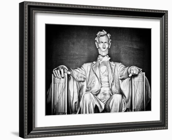 Statue of Abraham Lincoln, Washington D.C, District of Columbia, White Frame, White Frame-Philippe Hugonnard-Framed Art Print