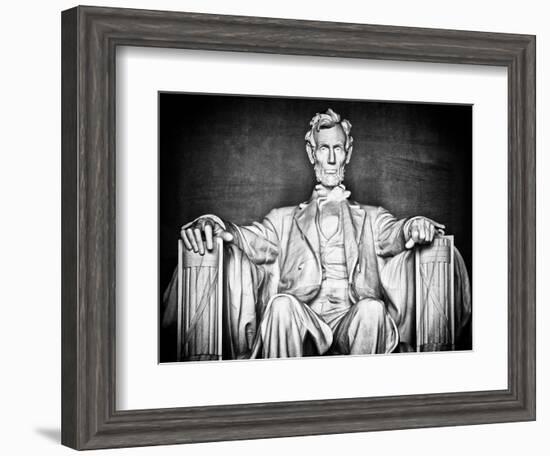 Statue of Abraham Lincoln, Washington D.C, District of Columbia, White Frame, White Frame-Philippe Hugonnard-Framed Art Print