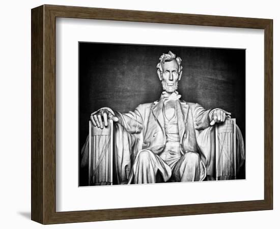 Statue of Abraham Lincoln, Washington D.C, District of Columbia, White Frame, White Frame-Philippe Hugonnard-Framed Art Print