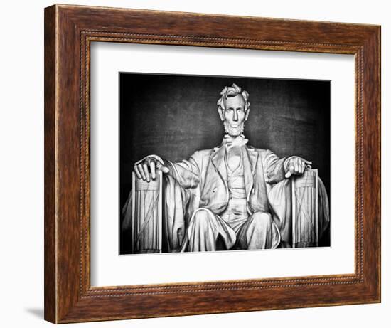 Statue of Abraham Lincoln, Washington D.C, District of Columbia, White Frame, White Frame-Philippe Hugonnard-Framed Art Print