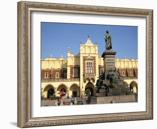 Statue of Adam Mickiewicz in Front of the Cloth Hall on the Main Square, Krakow, Malopolska, Poland-Ken Gillham-Framed Photographic Print