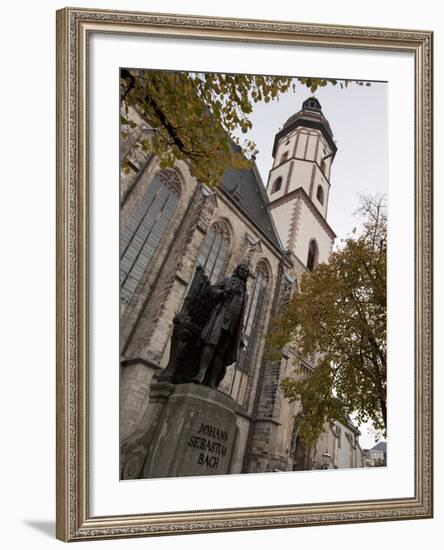 Statue of Bach, Thomaskirche, Leipzig, Saxony, Germany, Europe-Michael Snell-Framed Photographic Print