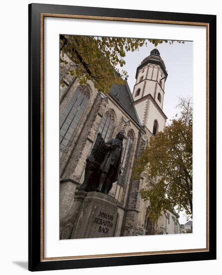 Statue of Bach, Thomaskirche, Leipzig, Saxony, Germany, Europe-Michael Snell-Framed Photographic Print