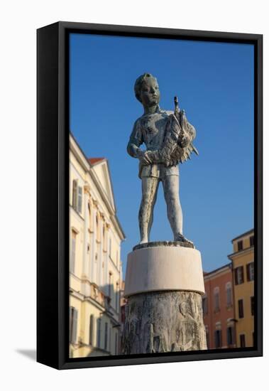 Statue of Boy with Fish, Old Town, Rovinj, Croatia, Europe-Richard Maschmeyer-Framed Premier Image Canvas