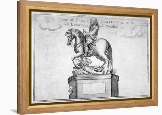 Statue of Charles II at the Entrance of Cornhill in the Stocks Market, Poultry, London, 1740-null-Framed Premier Image Canvas