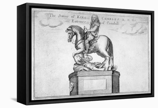 Statue of Charles II at the Entrance of Cornhill in the Stocks Market, Poultry, London, 1740-null-Framed Premier Image Canvas