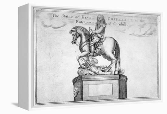 Statue of Charles II at the Entrance of Cornhill in the Stocks Market, Poultry, London, 1740-null-Framed Premier Image Canvas