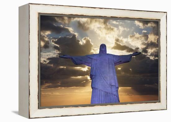 Statue of Christ the Redeemer at Sunset, Corcovado, Rio De Janeiro, Brazil, South America-Angelo-Framed Premier Image Canvas