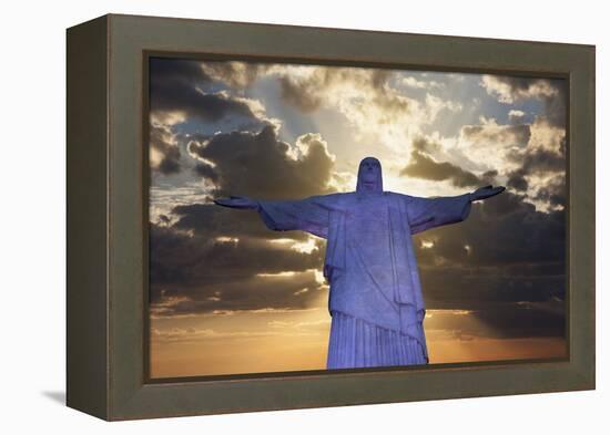 Statue of Christ the Redeemer at Sunset, Corcovado, Rio De Janeiro, Brazil, South America-Angelo-Framed Premier Image Canvas