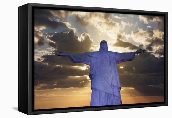 Statue of Christ the Redeemer at Sunset, Corcovado, Rio De Janeiro, Brazil, South America-Angelo-Framed Premier Image Canvas