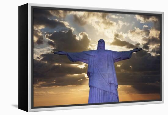 Statue of Christ the Redeemer at Sunset, Corcovado, Rio De Janeiro, Brazil, South America-Angelo-Framed Premier Image Canvas