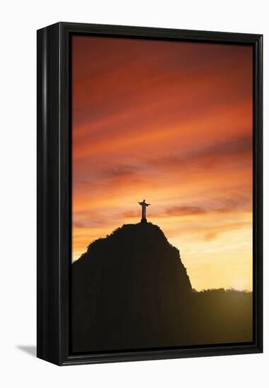 Statue of Christ the Redeemer at Sunset, Corcovado, Rio De Janeiro, Brazil, South America-Angelo-Framed Premier Image Canvas