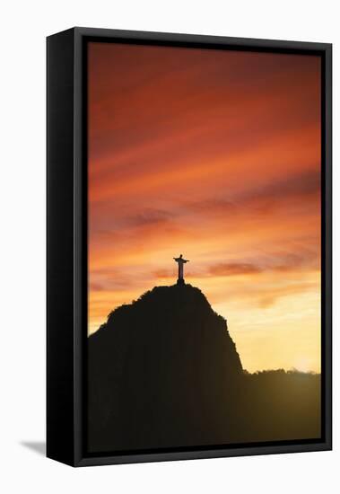 Statue of Christ the Redeemer at Sunset, Corcovado, Rio De Janeiro, Brazil, South America-Angelo-Framed Premier Image Canvas