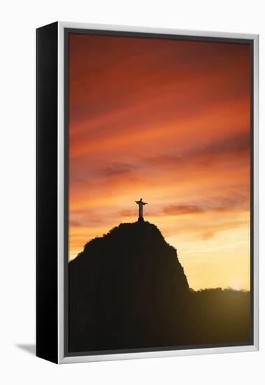 Statue of Christ the Redeemer at Sunset, Corcovado, Rio De Janeiro, Brazil, South America-Angelo-Framed Premier Image Canvas