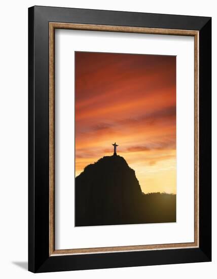 Statue of Christ the Redeemer at Sunset, Corcovado, Rio De Janeiro, Brazil, South America-Angelo-Framed Photographic Print