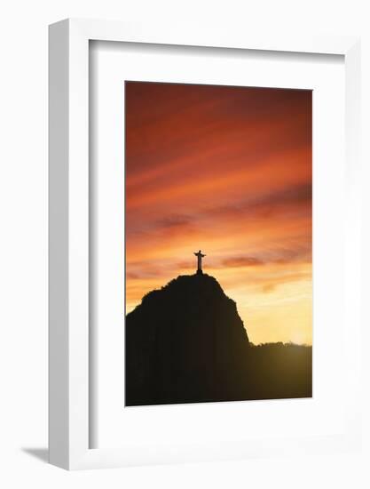 Statue of Christ the Redeemer at Sunset, Corcovado, Rio De Janeiro, Brazil, South America-Angelo-Framed Photographic Print