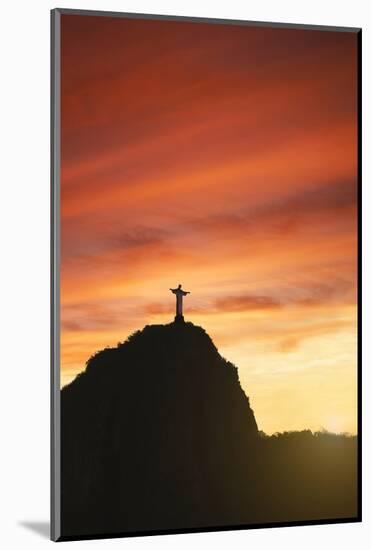 Statue of Christ the Redeemer at Sunset, Corcovado, Rio De Janeiro, Brazil, South America-Angelo-Mounted Photographic Print