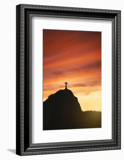 Statue of Christ the Redeemer at Sunset, Corcovado, Rio De Janeiro, Brazil, South America-Angelo-Framed Photographic Print