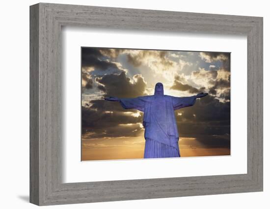 Statue of Christ the Redeemer at Sunset, Corcovado, Rio De Janeiro, Brazil, South America-Angelo-Framed Photographic Print